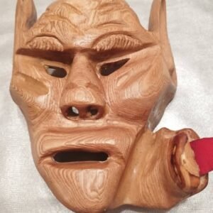 Máscara em madeira de castanheiro (castanea sativa) com pequena máscara lateral